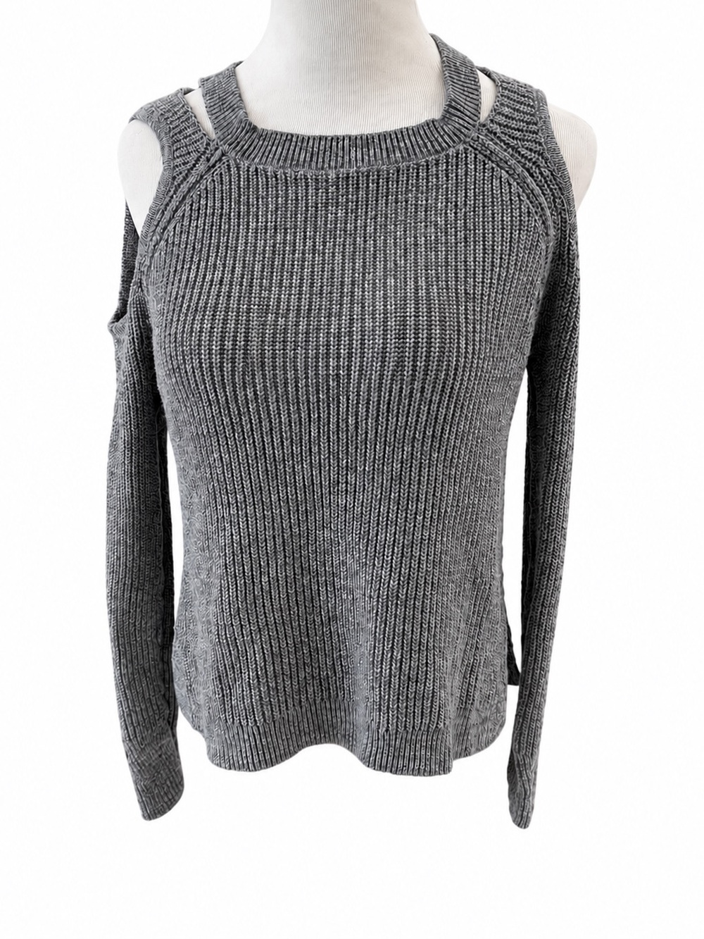 Hollister Gray Off-Shoulder Ribbed Sweater